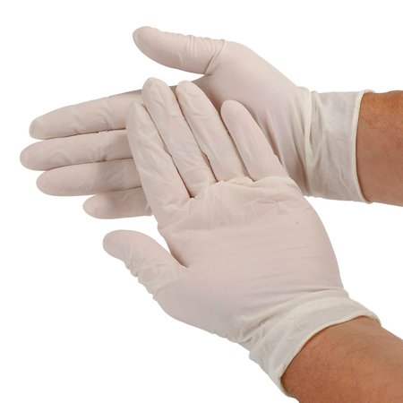 SAFETY ZONE Latex Disposable Gloves, 4 mil Palm, Latex, Powdered, M, 100 PK, White GRDR-MD-1-T